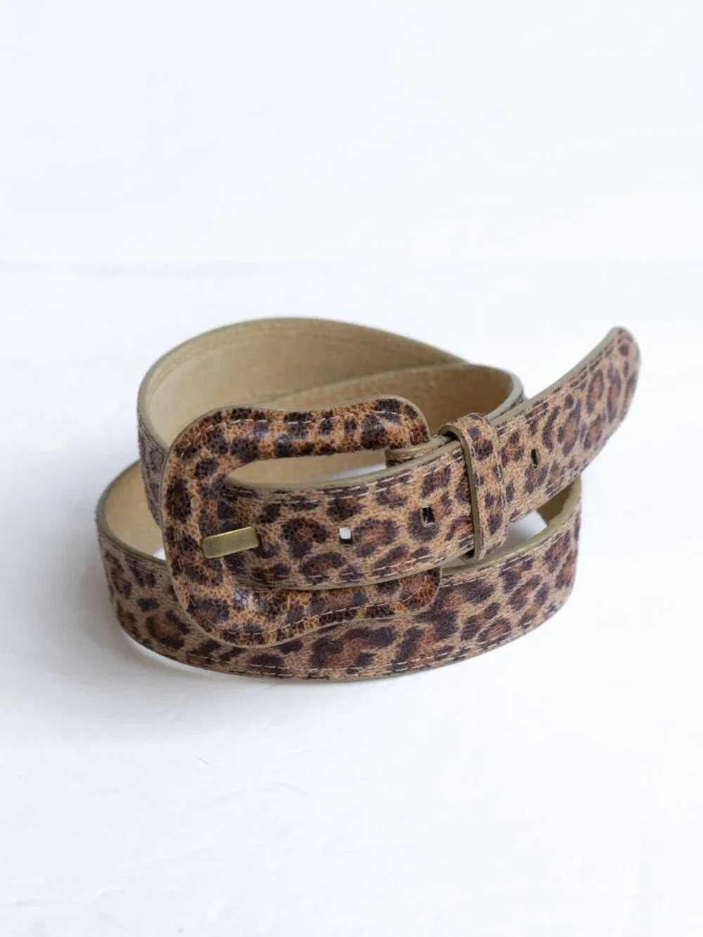 Steve Madden Leopard Print Belt Vintage Y2k Large Buckle Fabric Leather Belt